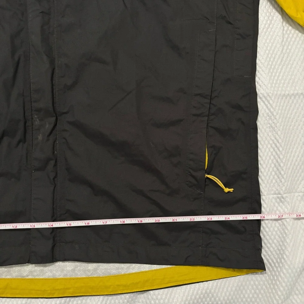 The North Face HyVent Rain Jacket Mens XL Yellow Black Colorblock Vintage Hooded
